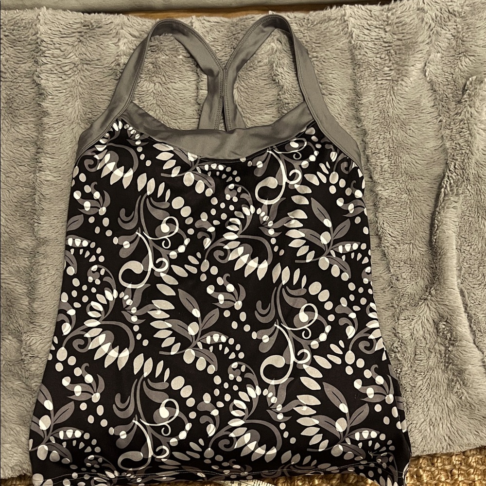 Danskin Charcoal and Black Yoga Tank with built in bra.  Size small.